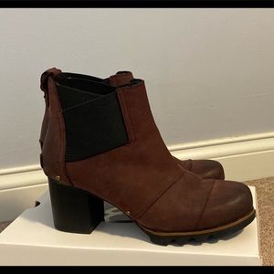 Maroon/Burnt red colored Sorel heeled booties